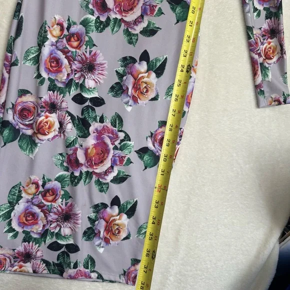 Zara NEW Floral Stretch Pencil Bodycon Fitted Midi Dress Boho Crew Long Sleeve M - Picture 16 of 16